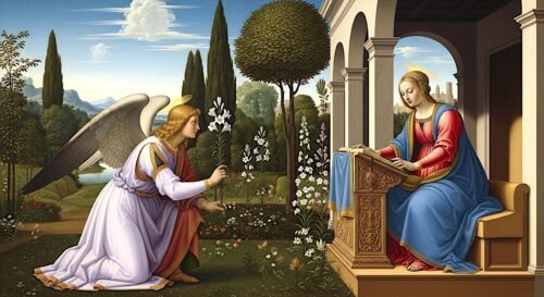 LA ANUNCIACIÓN PINTURA RENACENTISTA DE LEONARDO DA VINCI 1472